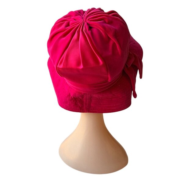 Vintage 1960s Dana Original Pink Velvet Satin Wide Brim Women’s Hat with Bow - Picture 5 of 10